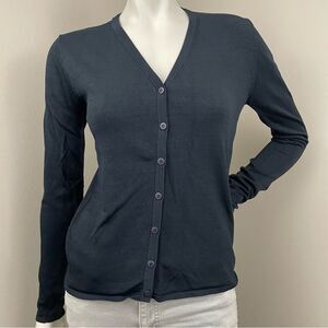 WITCHERY Navy Blue Black Viscose Blend Cardigan Sweater